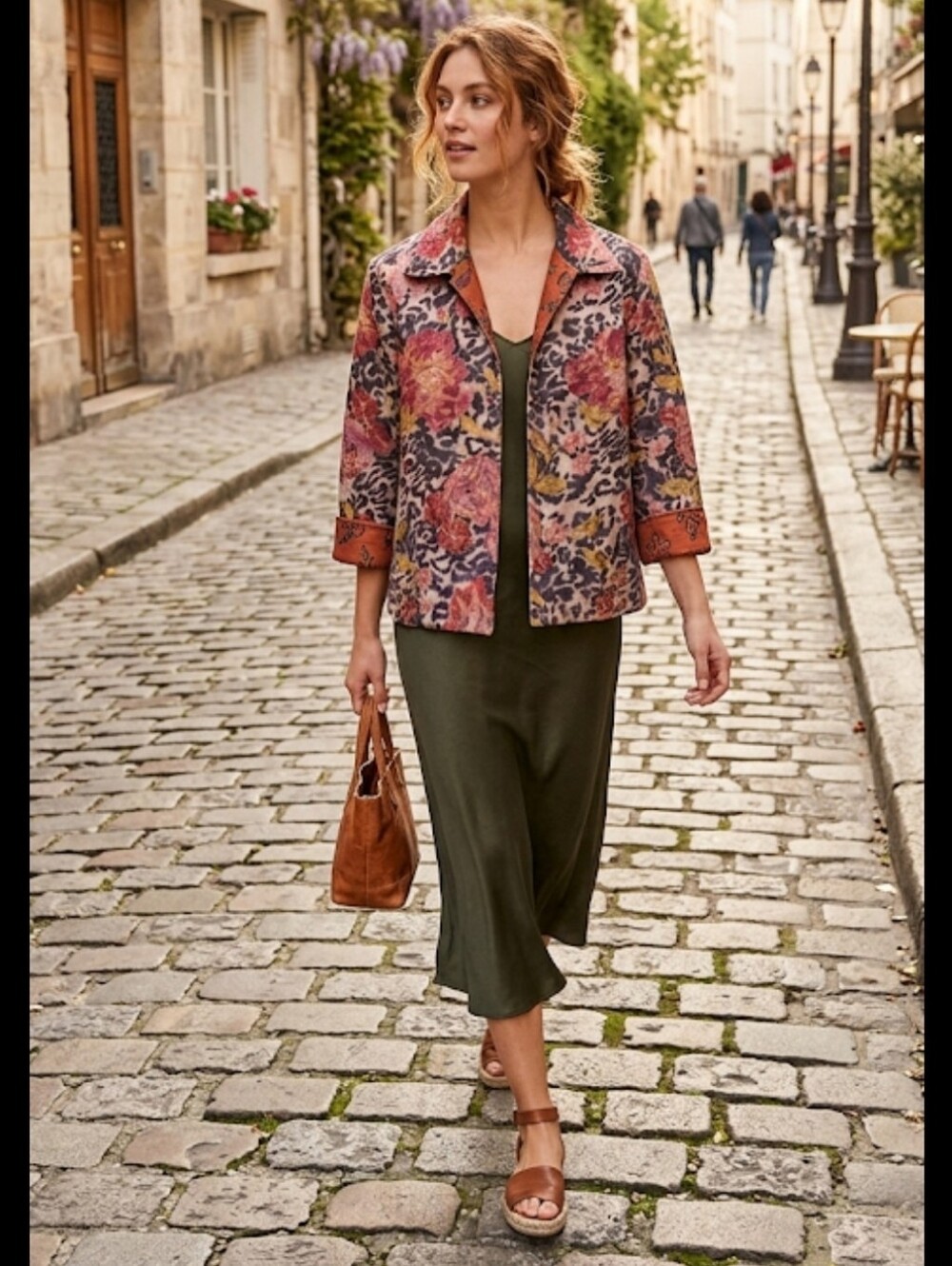 Metallic Floral & Animal Print Jacket M Open Front Coldwater Creek